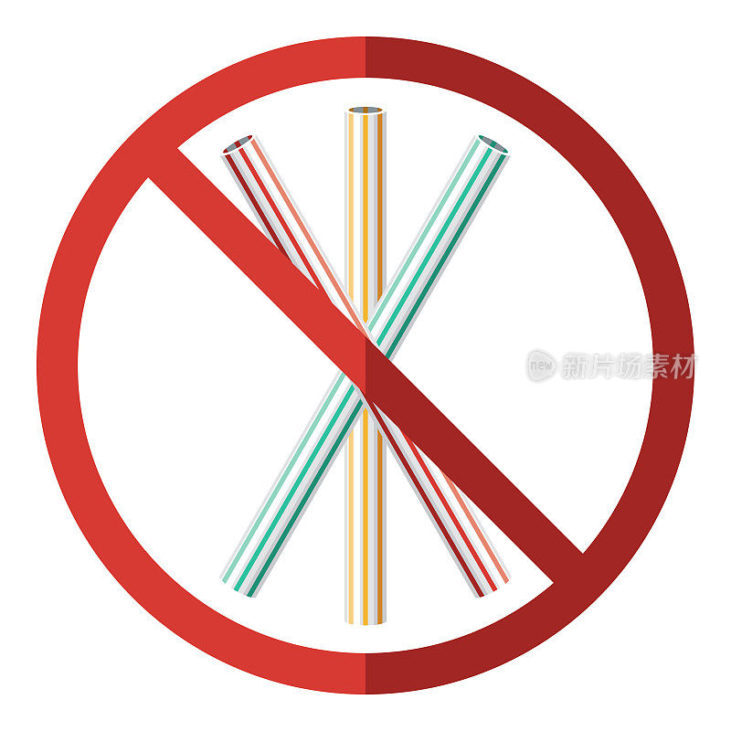 Plastic Straw Ban Icon on Transparent Background